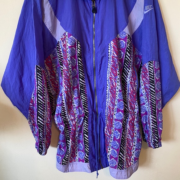 VTG Nike White Tag Windbreaker Jacket Purple Abstract Print Color Block - Picture 3 of 8